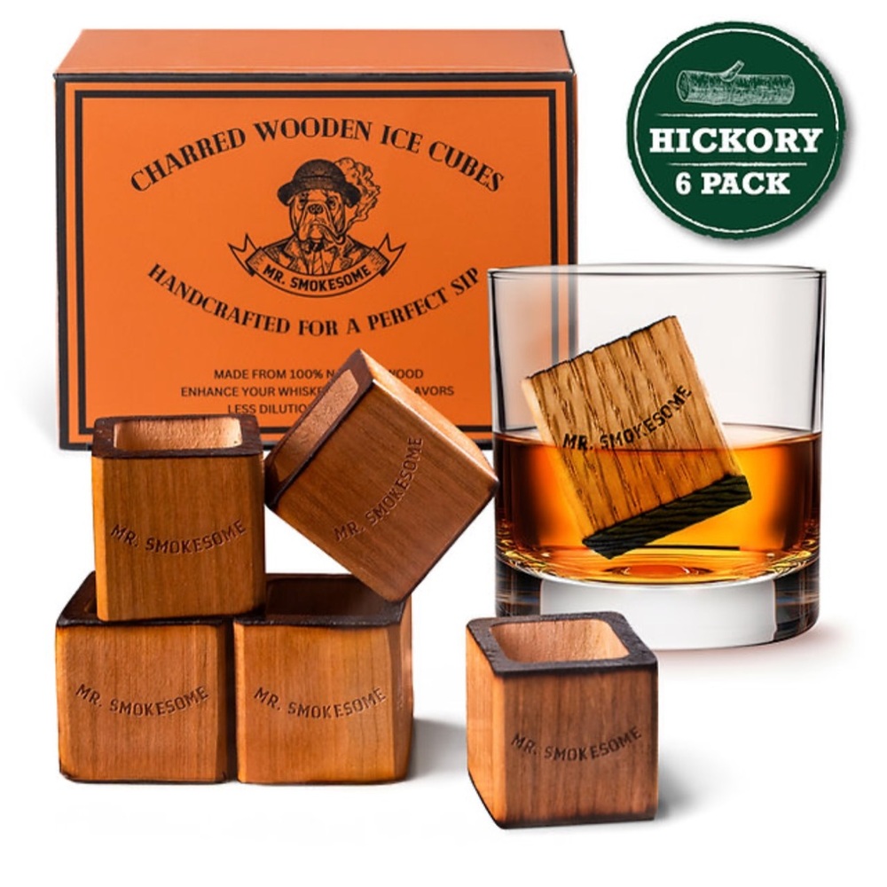 MR. SMOKESOME CHARRED SIX WHISKEY WOODEN ICE CUBE